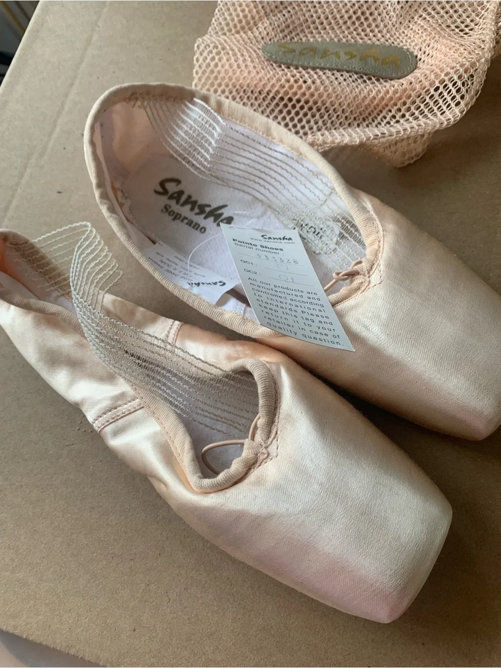 Canvas Pointe Ballet Flats in Blush Pink by Sansha, size 7